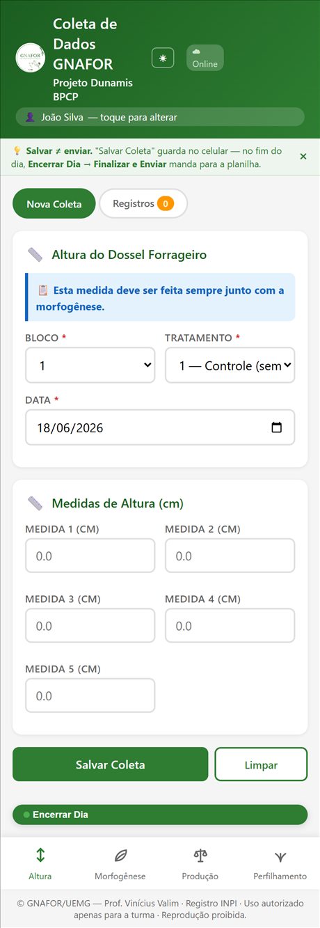 Aba de altura do dossel, com cinco campos de medida